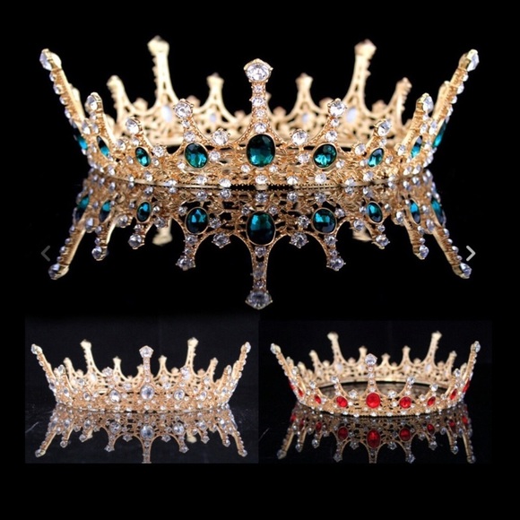 ⚜️ IMPERIAL BEJEWELED CLEAR CRYSTAL GOLD CROWN main image 8